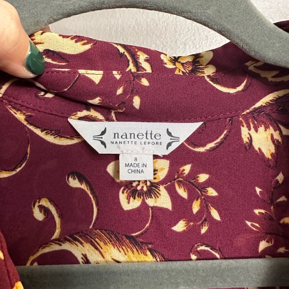 NWT Nanette Lepore Berry/Gold Print long Sleeve Dress - Picture 7 of 13